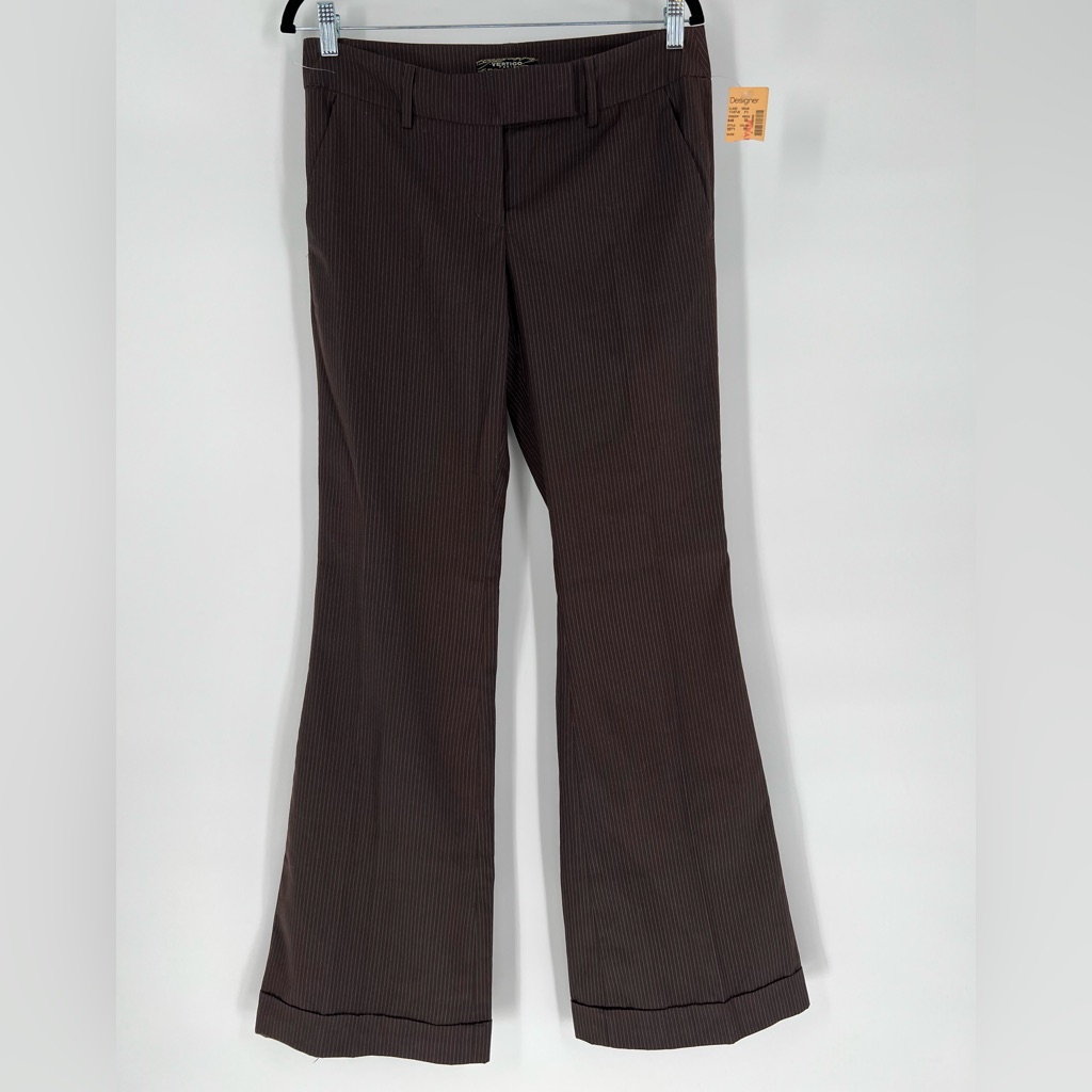 Vertigo Paris Brown Pinstripe Bootcut Pants